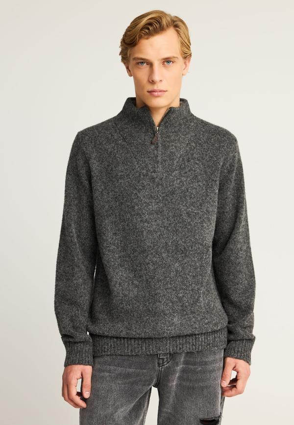 Ανδρικό half-zip πλεκτό πουλόβερ