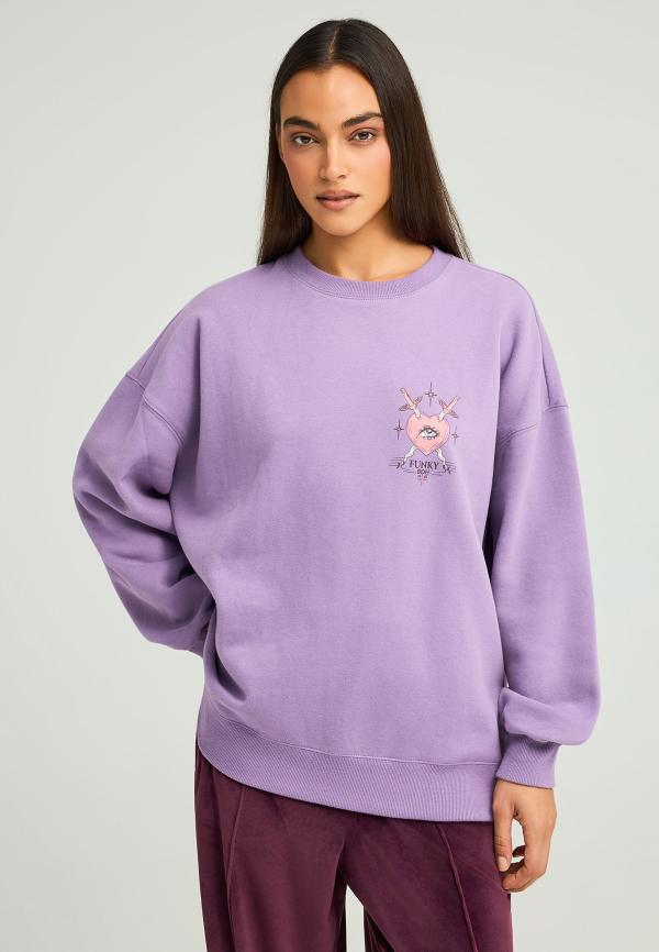 Relaxed fit φούτερ με τύπωμα στην πλάτη