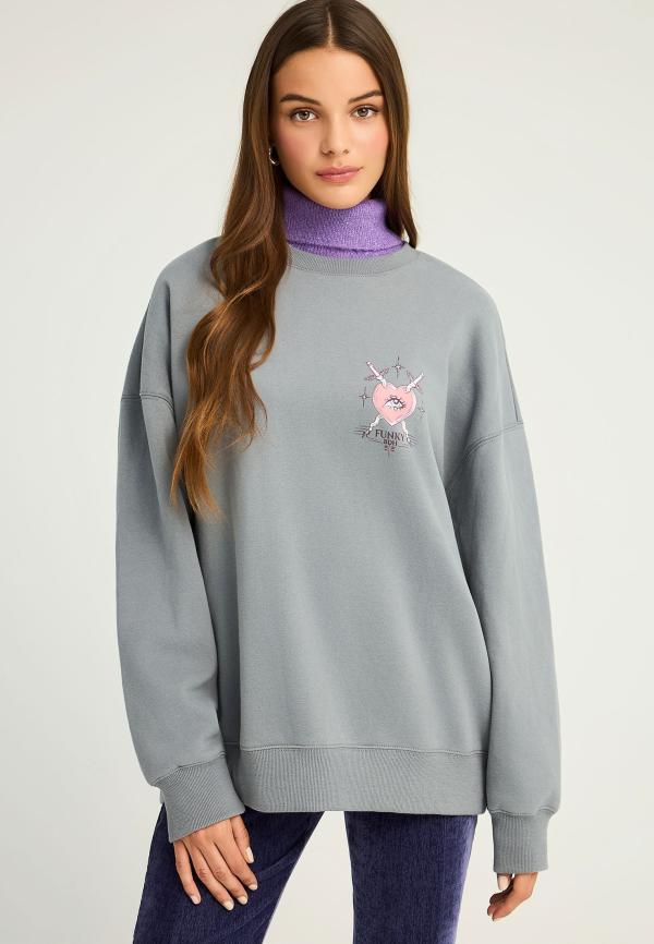 Relaxed fit φούτερ με τύπωμα στην πλάτη