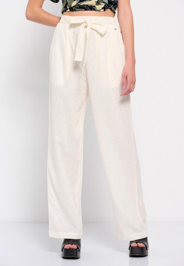 Wide leg παντελόνα με λινό