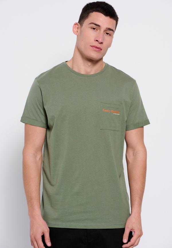 Βαμβακερό t-shirt με τσέπη στο στήθος