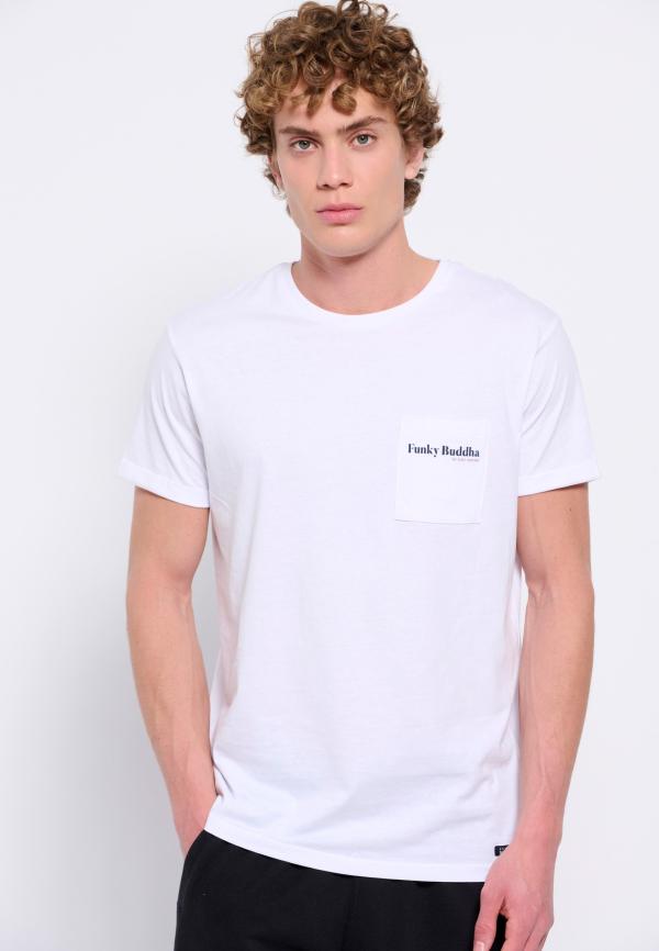 Βαμβακερό t-shirt με τσέπη στο στήθος