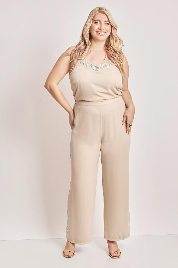 Παντελόνα chiffon αμπιγιέ με παγιέτα