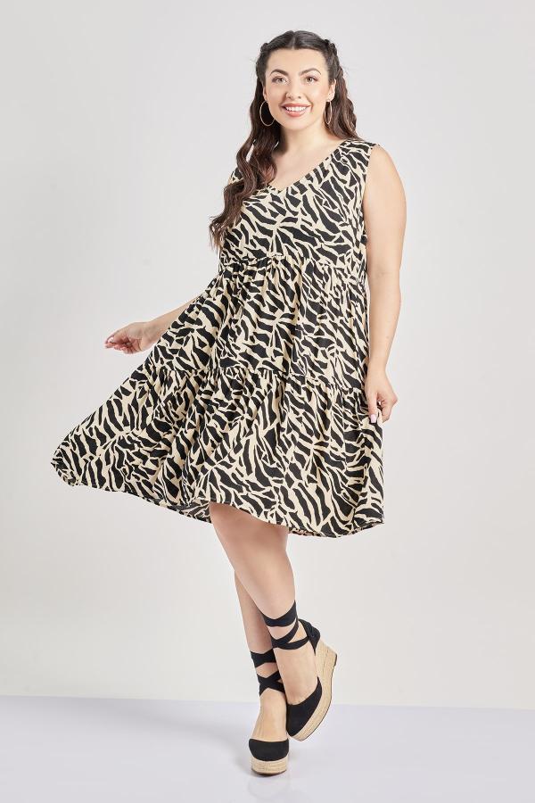 Μίντι Φόρεμα βισκόζη εμπριμέ animal print