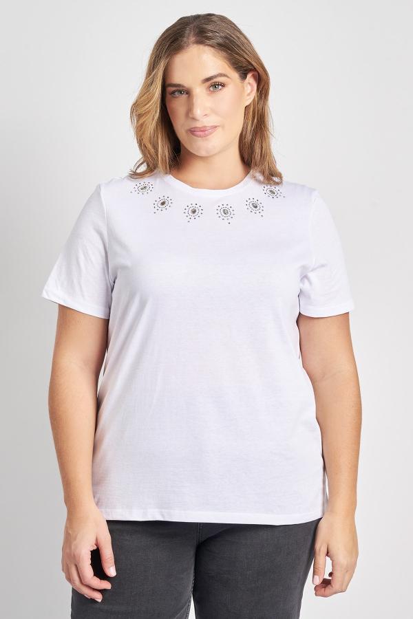 T-shirt βαμβακερό με στρας