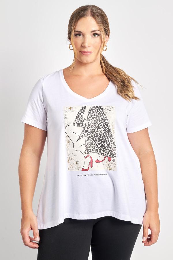 T-shirt βαμβακερό με στάμπα με λεοπάρ λεπτομέρειες