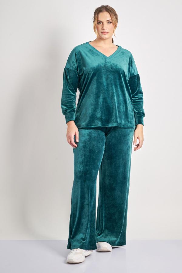 Βελούδινο παντελόνι Wide Leg