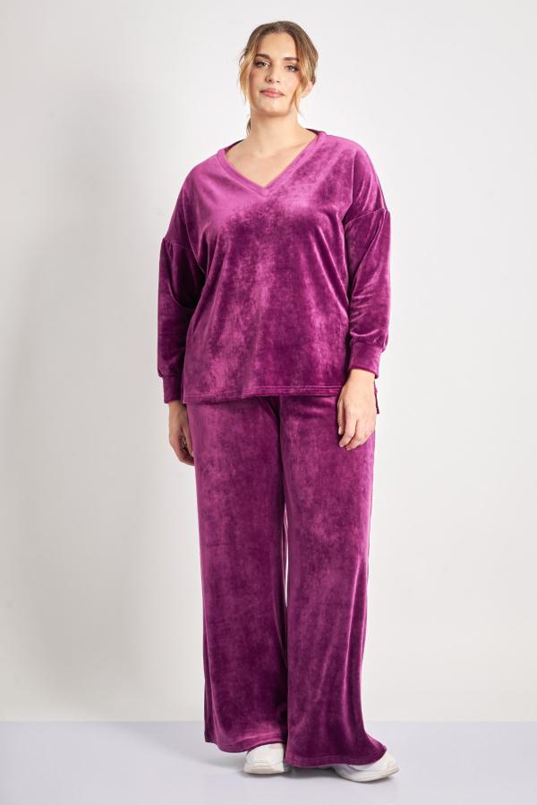 Βελούδινο παντελόνι Wide Leg