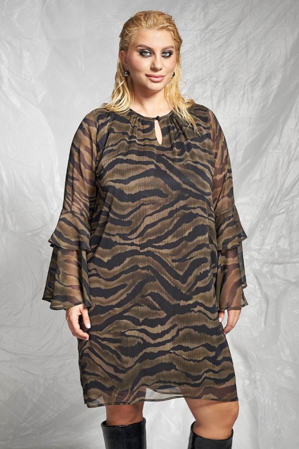PRBT Φόρεμα σιφόν εμπριμέ zebra print