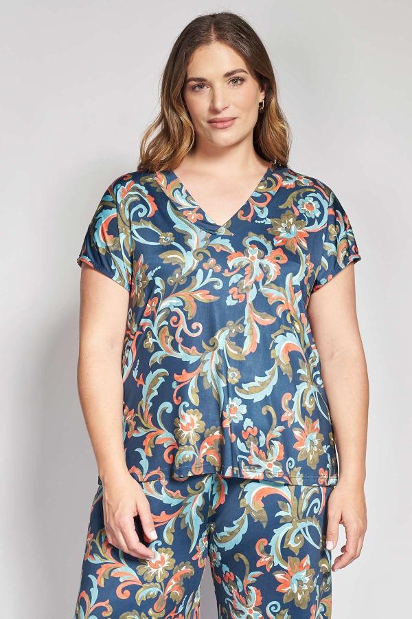 PRBT Μπλούζα Zέρσεϊ με Εξωτικό Floral Print