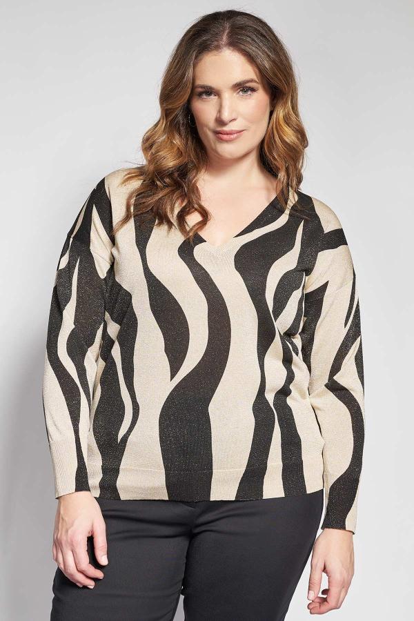 Μπλούζα λεπτή πλεκτή animal print με λούρεξ λάμψη
