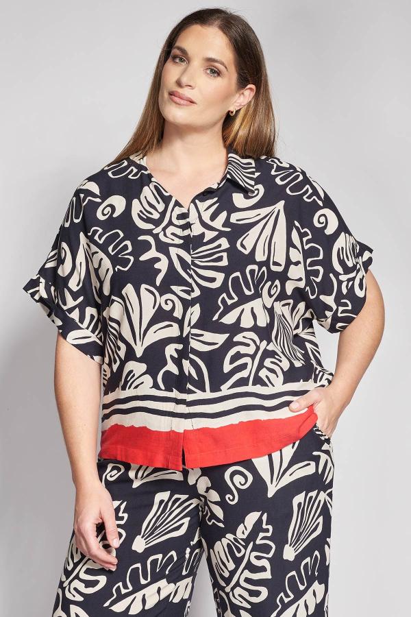 Πουκάμισο με μοτίβο και χρωματική αντίθεση