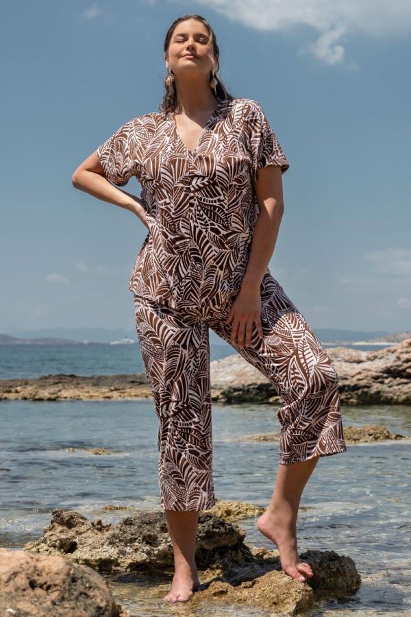 Παντελόνα ελαστική σε botanical print