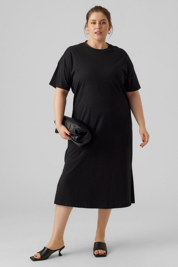 Oversized Μακρύ Φόρεμα T-Shirt με Πλαϊνά Σκισίματα VERO MODA