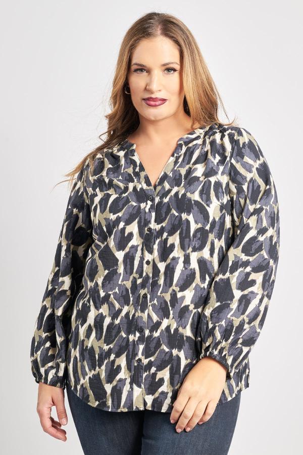 Πουκάμισο με γιακά Mao εμπριμέ camouflage VERO MODA