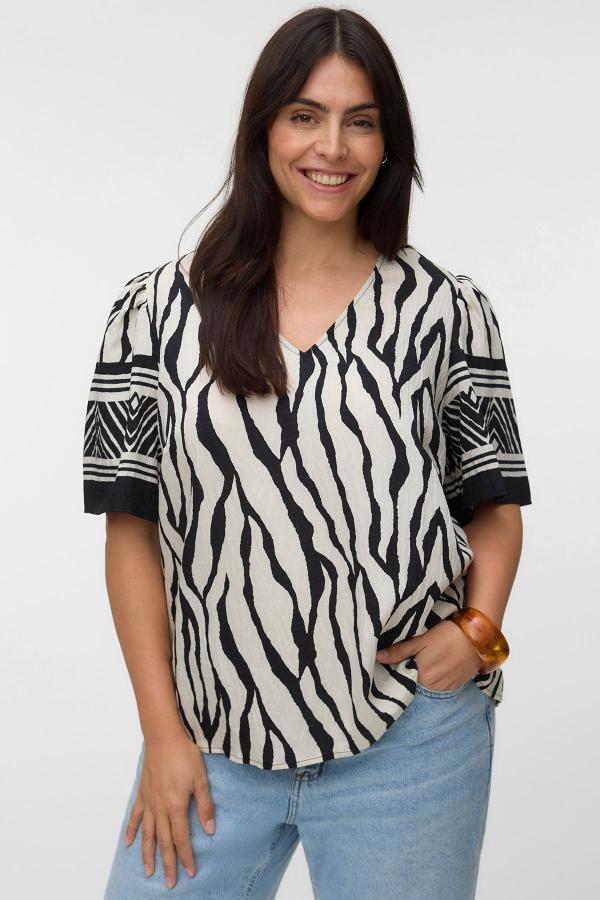Animal Print Μπλούζα με V VERO MODA