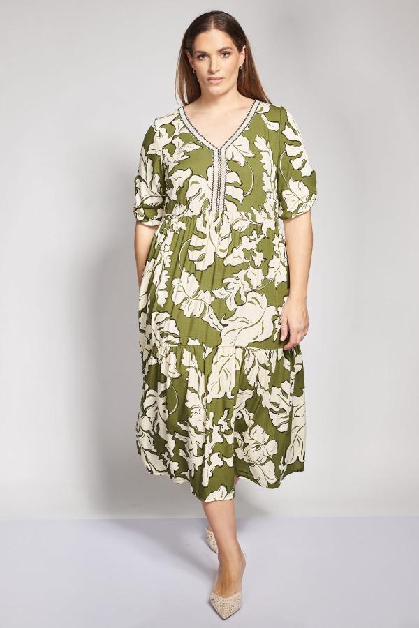 Midi φόρεμα από βισκόζη με floral μοτίβο.