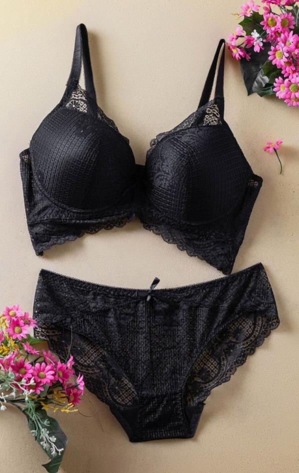 Plus Size Σετ Εσωρούχων Alexia - Μαύρο - LC2157-Μαύρο-75D/M